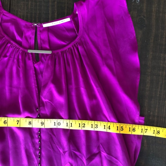 Tahari S pink Selina flutter sleeve tie blouse top - Picture 9 of 10